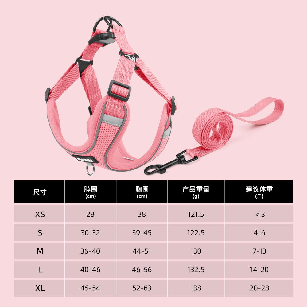 Новый нагрудный ремень для собак со встроенным фонариком, снижающий нагрузку, поводок для выгула собак, можно повесить жетон, светоотражающий поводок для домашних животных