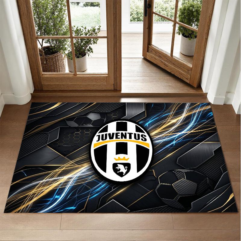 Juventus FC Design Crystal Velvet Rug Soft Decorative Mat for Bedroom Entrance
