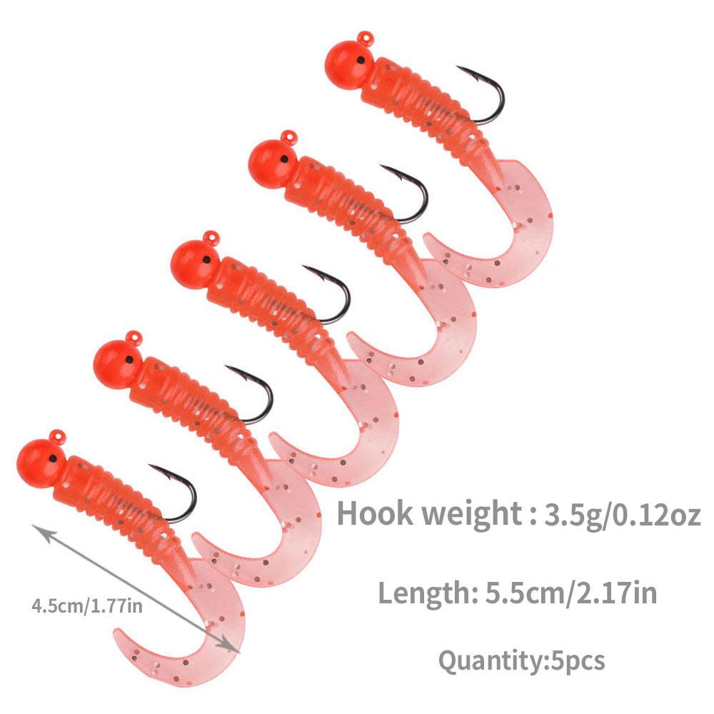 5pcs/bag Jig Hook with Soft Lure Pesca Wobbler Artificial Bait Silicone Bait Sea Bass Carp Fishing Soft Tail Perch Bait