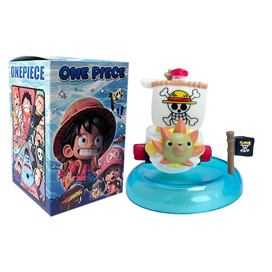 One Piece blind box 1-8pcs Anime Ship Figure Luffy Model Toy kawayi Mini Boat Pirate Ship Navy Going Merry Boat Assembled Model