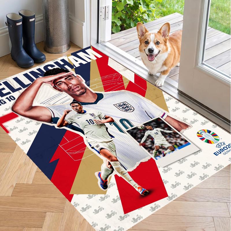 Crystal Velvet Rug with Jude Bellingham Design, Soft Non-Slip Floor Mat for Living Room Bedroom Decor