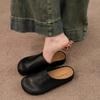 Fashion Women's Slippers 2025 Autumn Closed Toe Round Toe Slippers New Style Retro Solid Color Flat Sandals Elegant Lady Mules Shoes