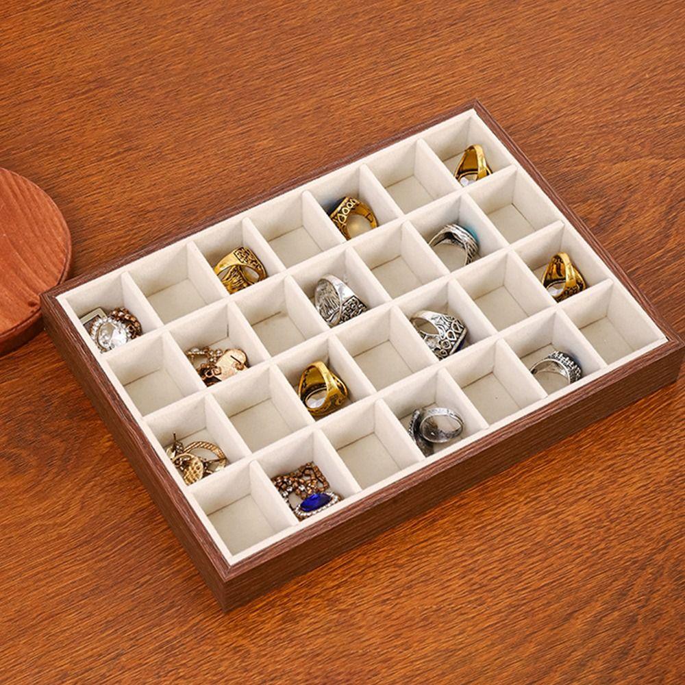 Small Size Wood Grain Jewelry Tray Walnut Wood Stackable Jewelry Boxes Jewelry Packaging