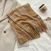 New Winter Korean Fashion All Match Scarf High End Atmosphere Scarf Thickened Plaid Tassel Warm British Scarf
