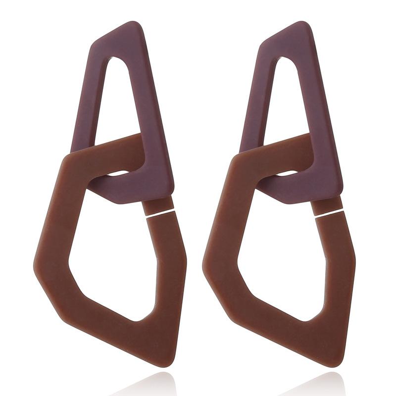 Korean Geometric Block Color Blocking Fashionable Earrings with Exaggerated Personality Acrylic Earrings