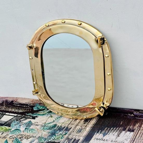 Латунный овальный иллюминатор Латунное корабельное зеркало, Морское окно Настенное зеркало, Морское зеркало для ванной комнаты Домашний декор, Подарок