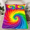 Радужная простыня на резинке двуспального размера и 2 наволочки, красочный радужный мультяшный комплект простыней на резинке с карманом 30 см для детей