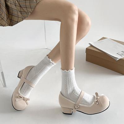 Туфли Мэри Джейн из натуральной кожи с круглым носком и толстым каблуком, женские, новинка 2025 года, юбка, французские туфли в стиле ретро с легким язычком