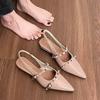 Rivet Wrapped Toe Sandals Women Summer Wear Pointed Toe Shallow Mouth One Strap Soft Sole Flat Plus Size Shoes