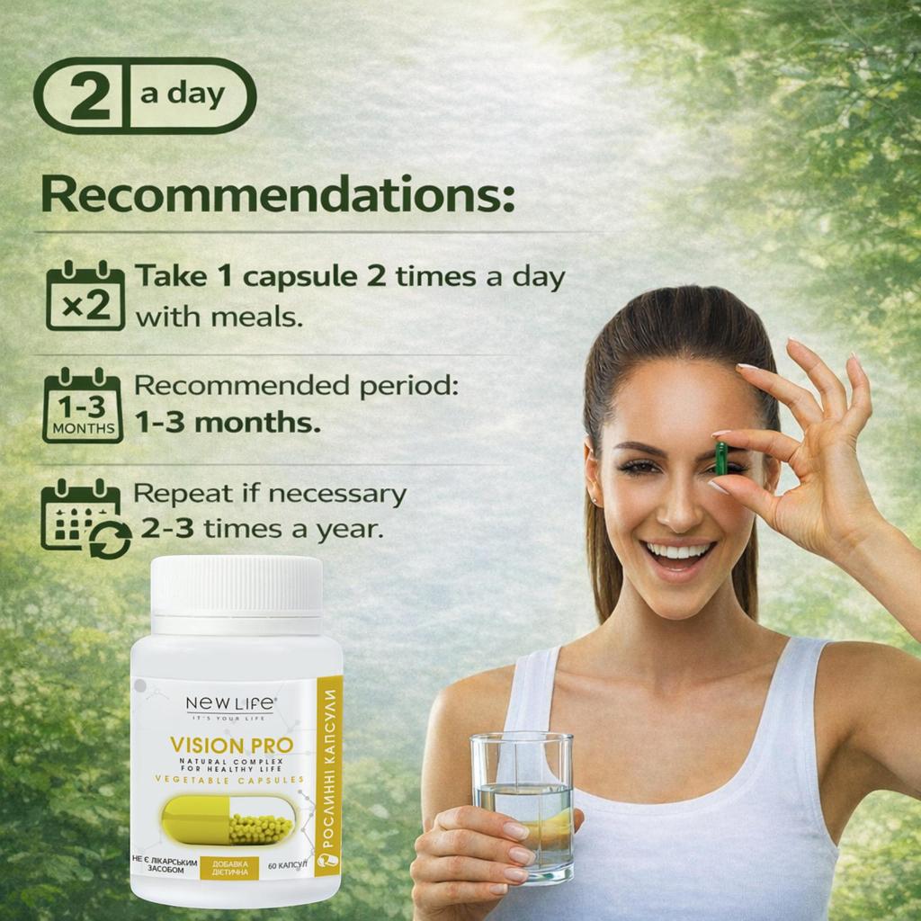 Vision Pro с Лютеином New Life Добавка Диетическая (Здоровье Глаз, Поддержка Зрения)