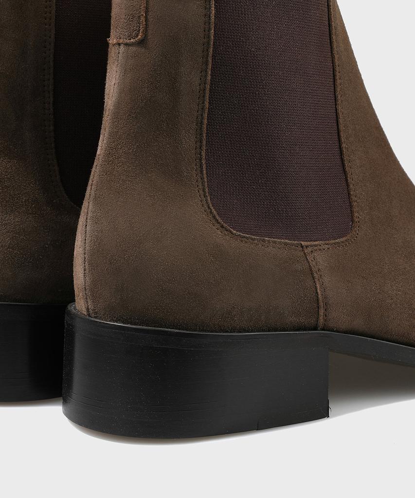 Firenze Atelier Slimline Black Sole Suede Chelsea Boots 3332-Qs [Dark Brown]