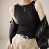 Spring and summer I-shaped pure cotton vest women's one-word neck hanging neck thin inner threaded sleeveless bottoming shirt suspender top