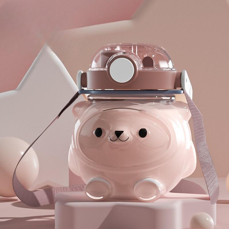 Летний Панда Двойной Напиток Красивый Просторный Детский Очаровательный Пластиковый Стакан для Воды Медведь Стакан с Трубочкой Стакан Пластиковый