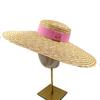 Summer Straw Hat Pearl Pin Women's Summer Seaside Sunshade Hollow Groove Flat Top Straw Hat  Sombrero