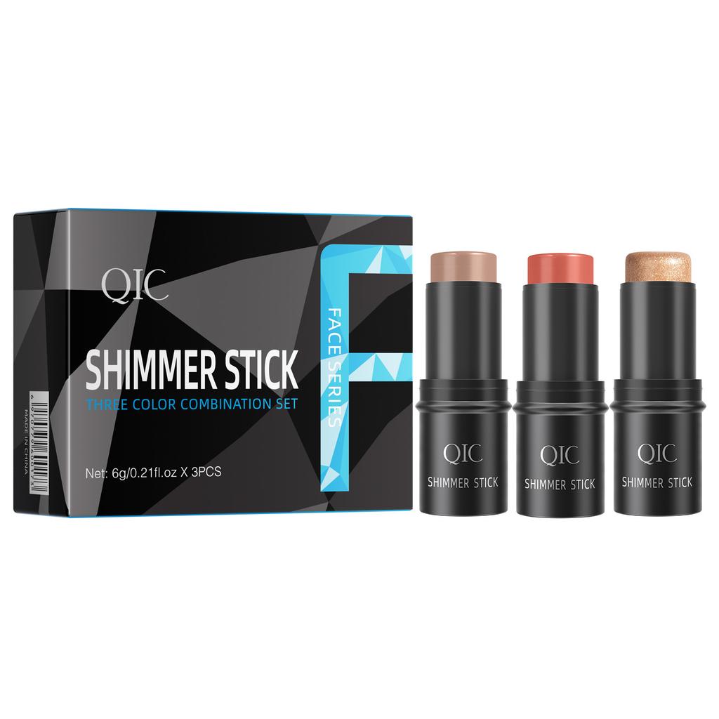 Highlight Blush Grooming Stick 3-Piece Set Face Contour Highlight Stick Blush Cream Makeup Set