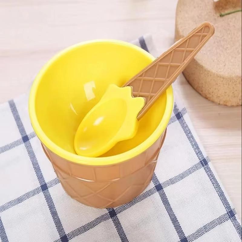 7 шт. Яркие цветные миски для мороженого с ложками, набор десертных креманок для дня рождения, праздника, вечеринки, сувенир для мороженого, подарок, декор