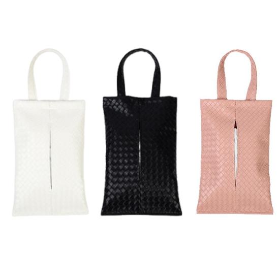 Car Tissue Holder for Dispenser with Woven Visor Hanging Napkin Pattern Universal Armrest