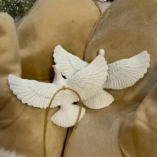 Pigeon Christmas Ornament Artificial Peace Bird Hanging Decoration Resin White Bird with String for Christmas Tree Decor