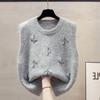 Ретро Вышитый Пуловер Жилет с Маленькими Цветами для Женщин Весна Новая Мода Приталенный Внешний Вязаный Топ без Рукавов