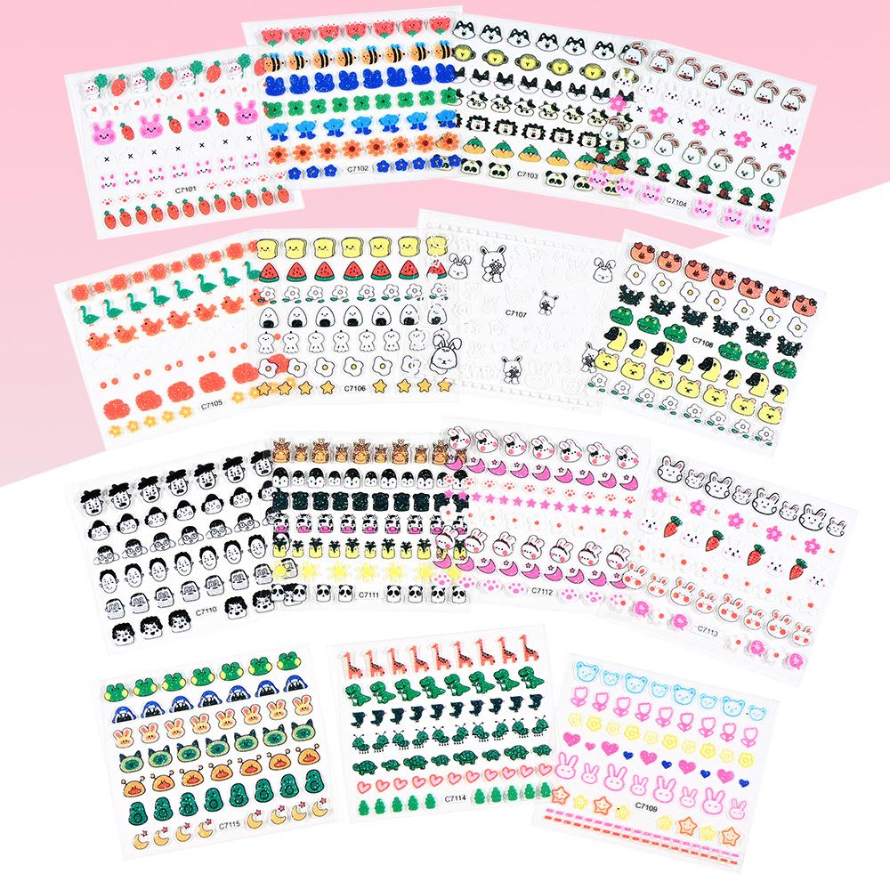 Glitter Rabbit Children'S Nail Stickers Cute Cartoon Piglet Kindergarten Children'S Reward Stickers Half Pack Set