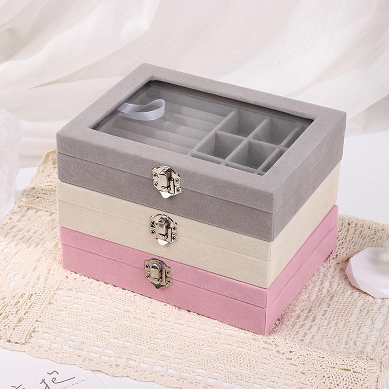 Бархатный чехол с крышкой, коробка для хранения колец, поднос, держатель, коробка для хранения сережек, колец, браслетов, органайзер