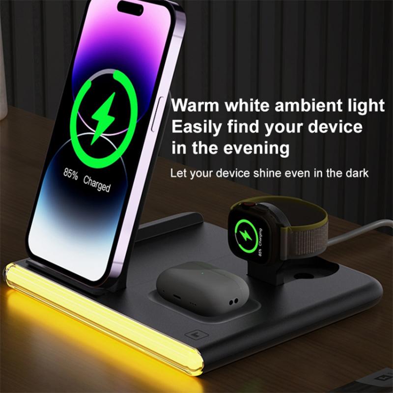 C27 15W Foldable Wireless Charger Magnetic Charging Pad with Ambient Light