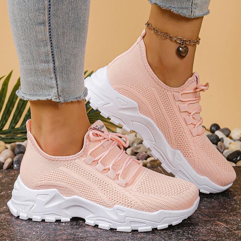 Fashion Knitted White Sneakers for Women Summer Mesh Breathable Platform Sports Shoes Woman Thick Bottom Non Slip Running Shoes