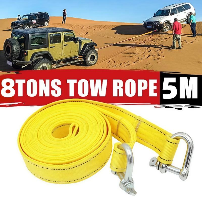4M Car Tow Cable Heavy Duty 5 Ton Trailer Double Thick Traction Strap with Hook Rope for Vehicle Recovery Transportation Pile