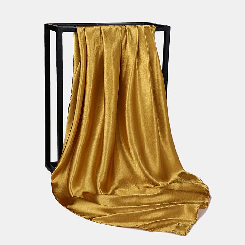 HUISHI Satin Scarf Solid Colors Neckerchief Hijab Scarf For Women Silk Satin Headband Hair Scarves 90cm Square Shawls For Lady