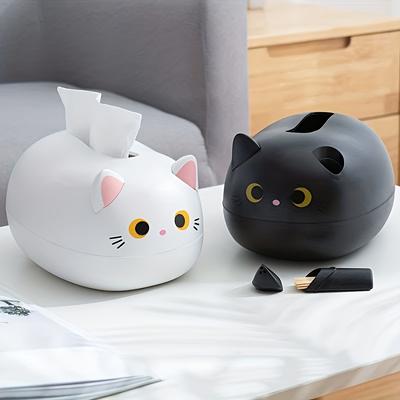 Милая кошачья коробка для салфеток, мультяжная крышка для коробки салфеток, милая черно-белая кошачья коробка для салфеток, бытовой контейнер для салфеток.