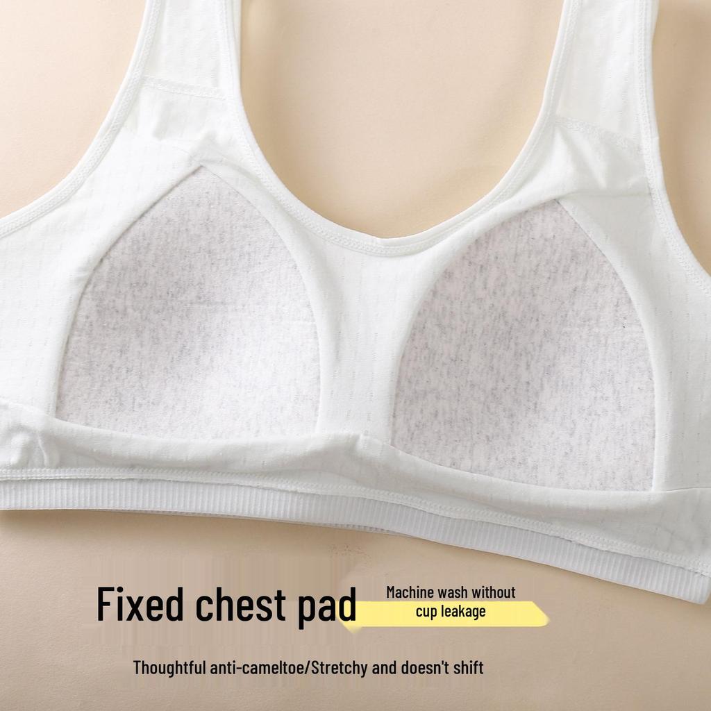 Breathable Fixed Cup Bra for Junior High Girls - Comfortable Sports Vest