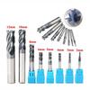 8-Piece Set: 2-12mm 45° Tungsten Steel Carbide End Mill CNC Tools with 4 Slots
