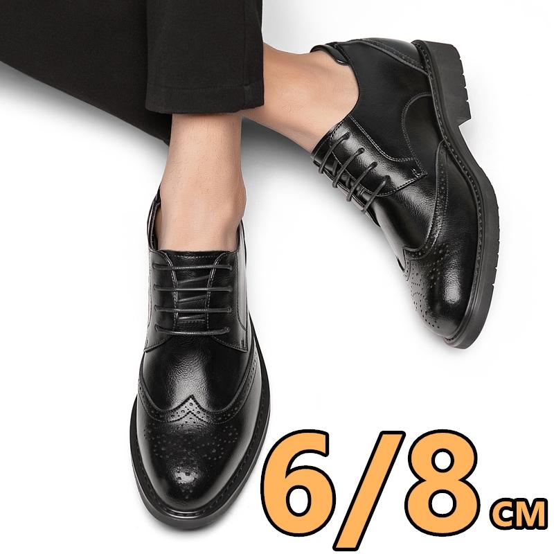 Hidden Heel 8/6CM Cow Leather Men Shoes Office Work Elevator Shoes Brand Man Business Oxfords Footwear Suit Shoes Lift Sneakers