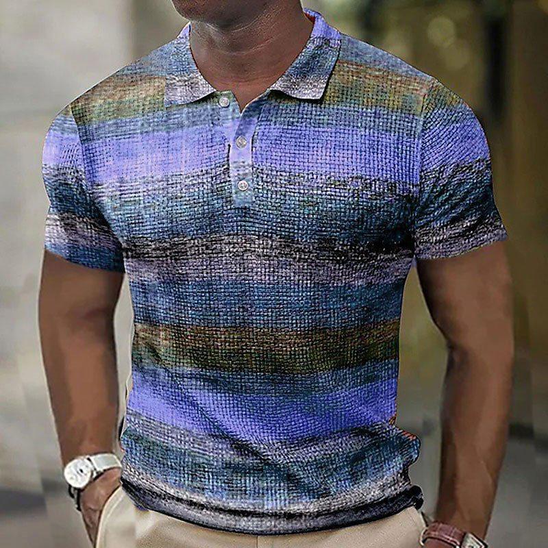 Мужская рубашка поло с коротким рукавом, топы с 3D-принтом, полосатая модная, полиэстер, дышащая, удобная, рубашки поло