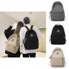 Simple Solid Color Letter Decoration Student Leisure Backpack For Travel And School