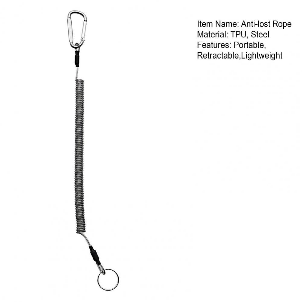 Tether Retractable Carabiner Safety Rope Spiral Coiled Lanyard Spring Elastic Rope Fishing Lanyards