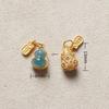 Gold-Plated 925 Silver Blue Jade Gourd Pendant Bracelet Charm