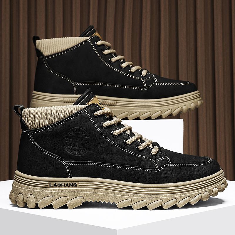 New Fashion Autumn And Winter Men's High Top Martin Boots Students Male Boys Trending Soft Sole Work Shoes Labor Protection Martin Sneakers