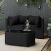 VidaXL Garden Lounge Set 3 Pcs with Cushions Black Wicker, Outdoor Lounge Set, Furniture Set 319791