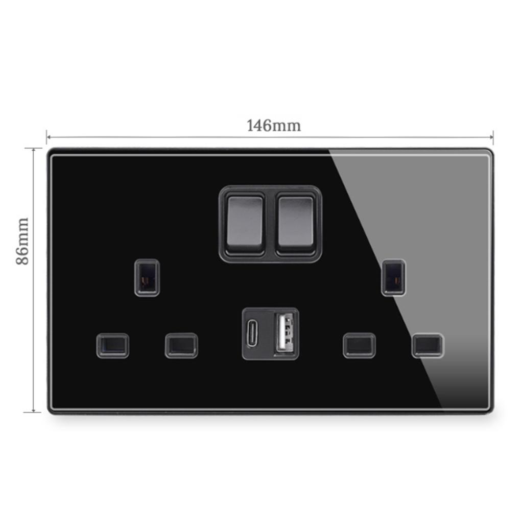 С 2 USB-портами для зарядки, двойной розеткой, 13 А, 20 Вт, быстрая зарядка