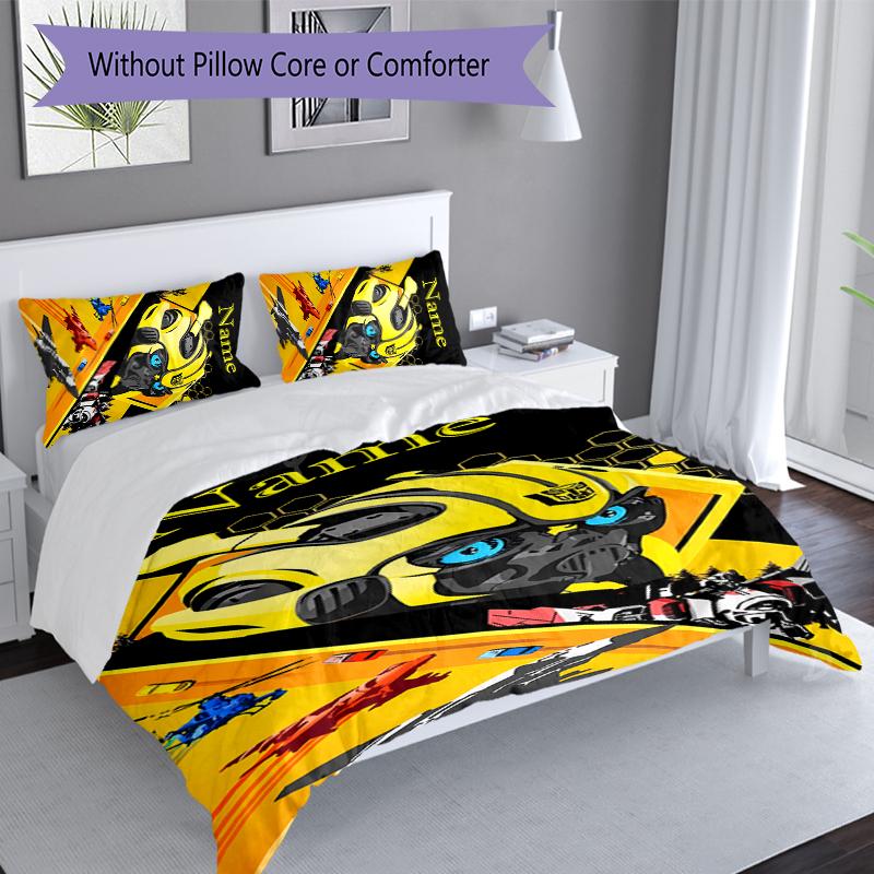 3pcs Custom Name Bumblebee Set,Includes 1 Duvet Cover and 2 Pillowcases,All-season Bedroom Decor