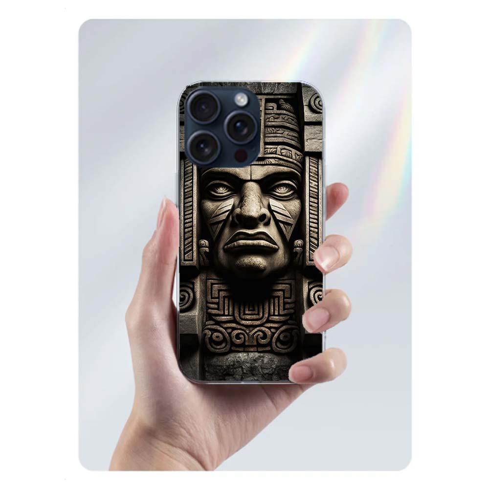Ацтекский Майя Каменный Чехол Capa для iPhone 17 Air 16 Pro Max 15 12 Pro 14 Plus 17E 16E 11 13 Mini Чехлы Fundas Cell Прозрачный