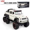 Масштаб 1/22 G63 AMG 6x6 V12, внедорожный черный пикап, модель автомобиля, игрушечный автомобиль из цинкового сплава со звуком и светом для детей, подарок для мальчиков и девочек