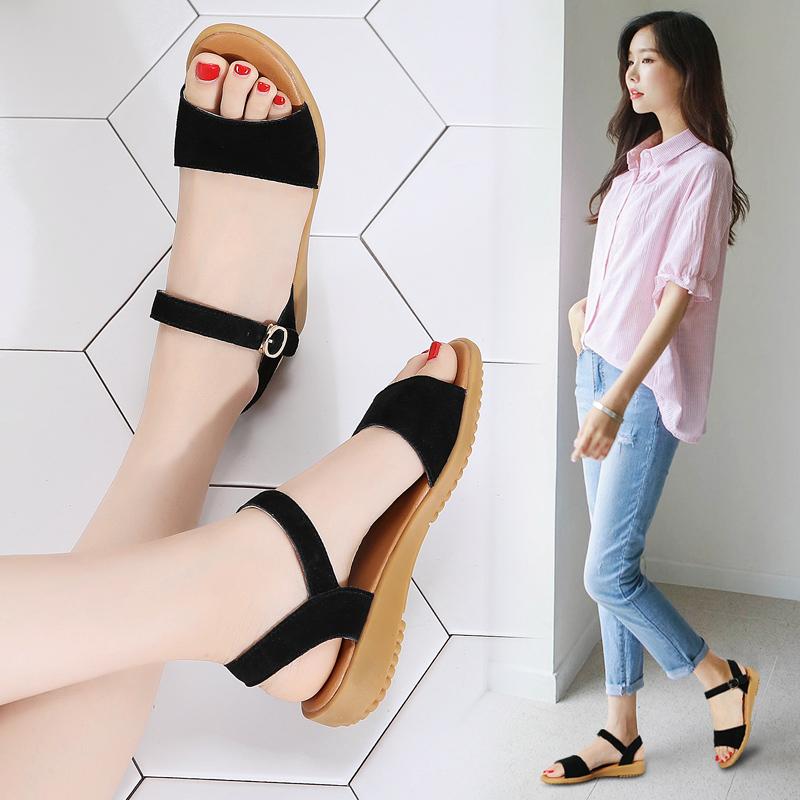 Women's Sandals Summer Essentials Beach Shoes Flat Shoes Girl Open Toe Casual Soft Walking Sandals