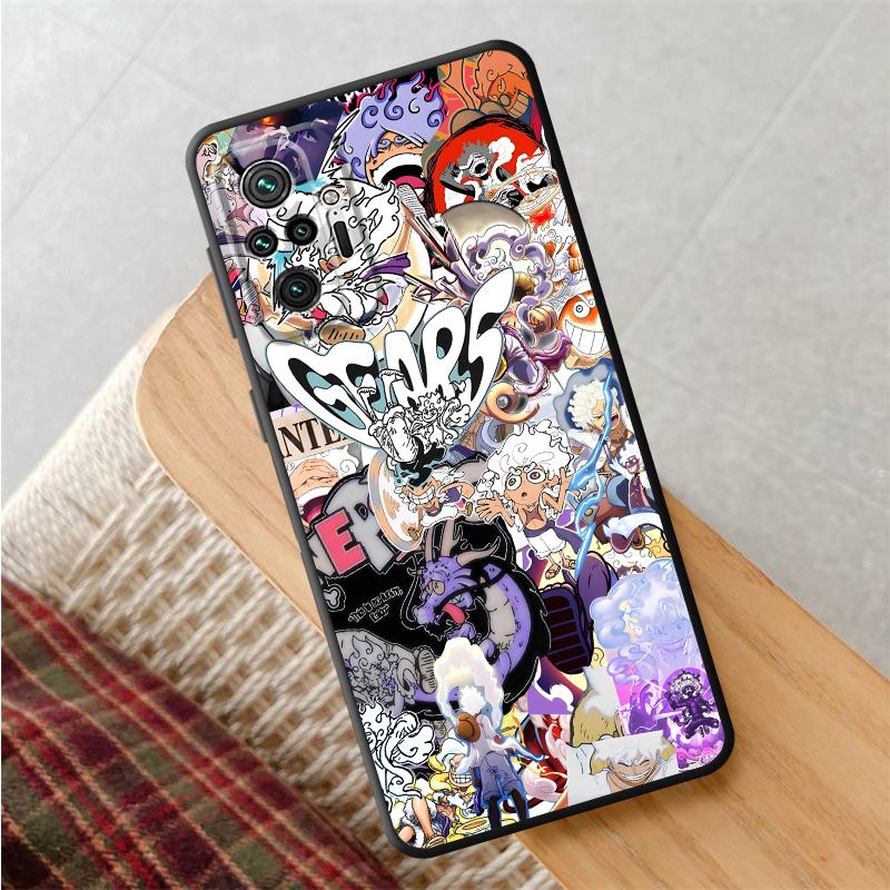 Чехол One Piece Super Gear 5 Луффи для Xiaomi Redmi Note 13 14 Pro Plus 12s 10S 9 10 11 12 7 8 11s 9S Черный Мягкий Чехол для Телефона
