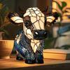 Yousheng Highland Cow Настольная лампа прикроватная тумбочка с питанием от USB Ночной светильник в виде животного из смолы Настольная лампа в виде коровы для спальни, гостиной, офиса