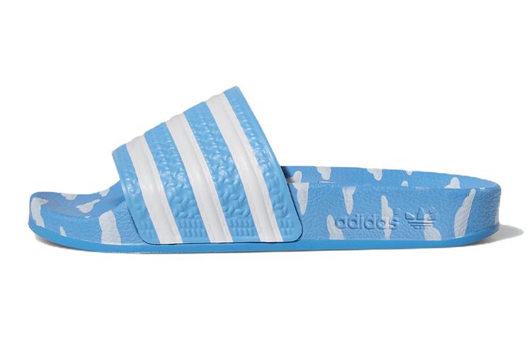 adidas Оригинальные ADILETTE J Удобные Устойчивые к истиранию Устойчивые к истиранию Детские тапочки Белый Синий Подростки GZ3690