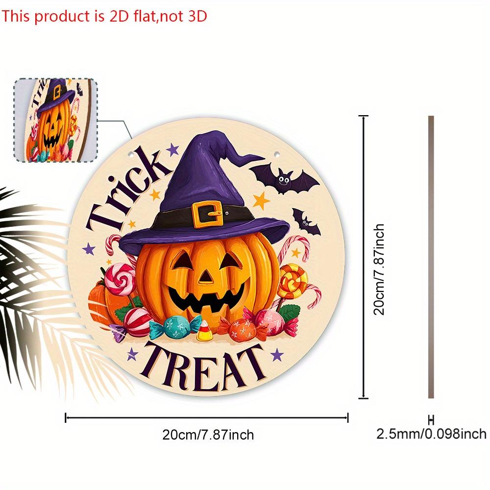 Halloween Wooden Sign with Wizard Pumpkin Pattern - Unique Figurine Ornaments with Trick or Treat - Ideal for Front Door, Farm, Porch Decor