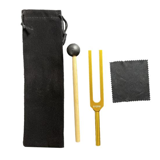 Aluminum Tuning Fork with Wooden Hanmmer Wrench Rag 128/256/512HZ Healing Instrument Tuning Fork Yoga Meditation Relaxation Accessories