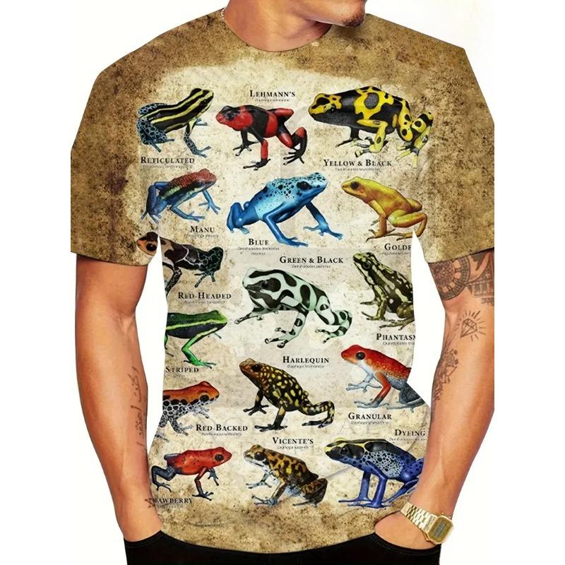 Забавные футболки с 3D-принтом с лягушкой, летние повседневные спортивные футболки с круглым вырезом и короткими рукавами для мужчин